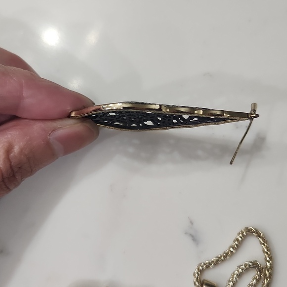 Kendra Scott Addie Gunmetal and Gold Necklace Earring Set - Picture 3 of 4